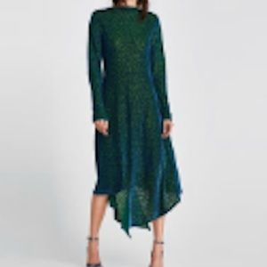 ZARA Asymmetrical Bottom Polka Dot Dress NWT